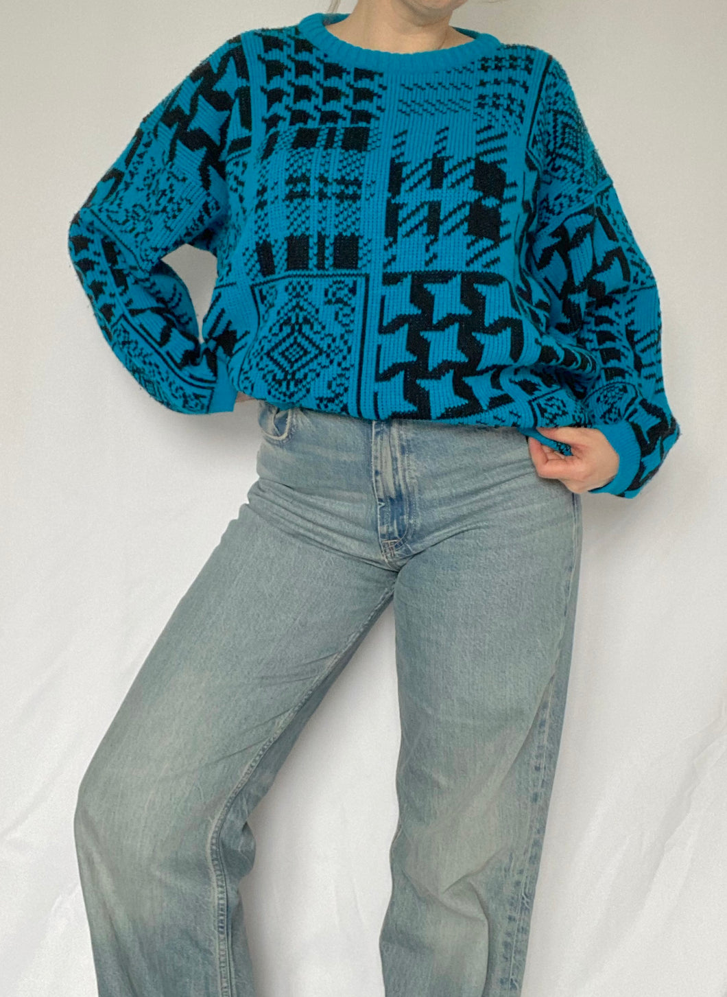 80s Blue Knit Pullover