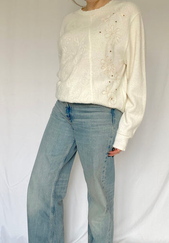 80's White Pullover Sweater