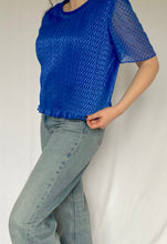 80's Blue Sheer Overlay Blouse