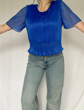 80's Blue Sheer Overlay Blouse