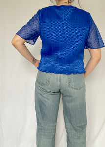 80's Blue Sheer Overlay Blouse