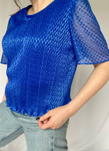 80's Blue Sheer Overlay Blouse