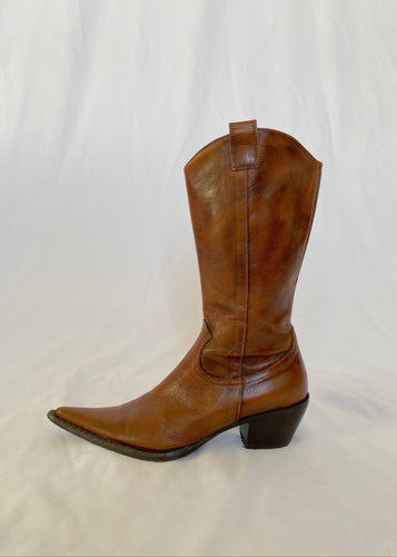 Vintage Brown Leather Western Boot