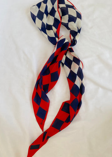 80's Harlequin Print Silk Scarf