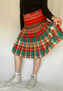 70's Plaid Pleated Skirt