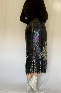 80's Sequin Midi Skirt