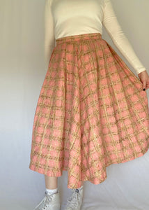 50's Pink Plaid Circle Skirt