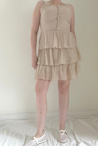 Y2k Tiered Ivory Cocktail Dress