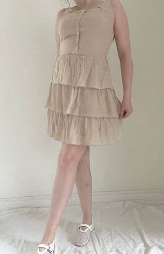 Y2k Tiered Ivory Cocktail Dress