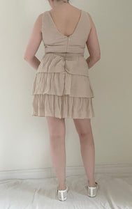 Y2k Tiered Ivory Cocktail Dress