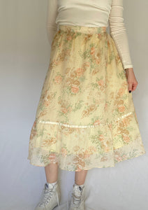 70's Floral Midi Skirt