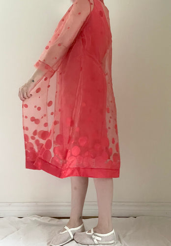 90's Coral Dress with Overlay