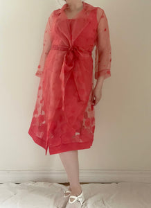 90's Coral Dress with Overlay