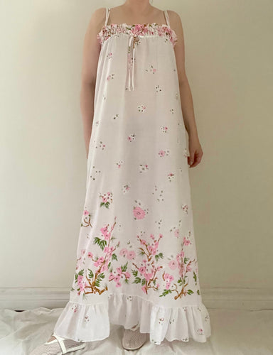 70's Floral Cotton Maxi Dress