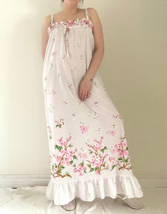 70's Floral Cotton Maxi Dress