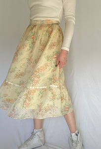 70's Floral Midi Skirt