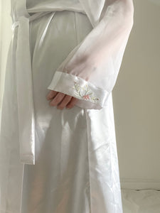 80's White Satin Robe