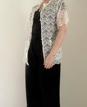 80's Ivory Lace Overlay Blouse