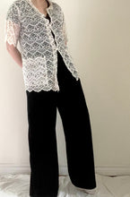 80's Ivory Lace Overlay Blouse