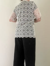 80's Ivory Lace Overlay Blouse