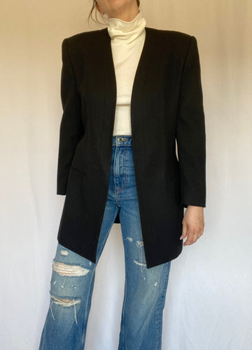 80's Black Wool Blazer