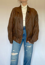 80's Brown Leather Bomber Jacket