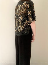 80's Black and Gold Sequin Blouse