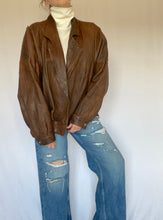 80's Brown Leather Bomber Jacket