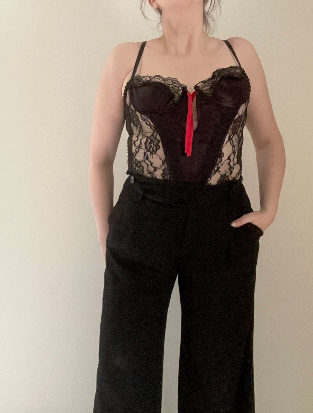 80's Black Lace Corset