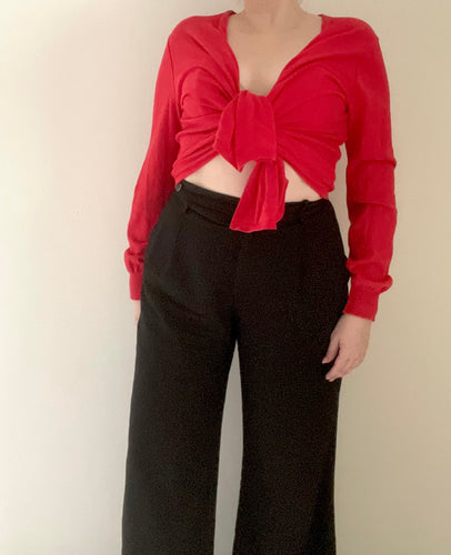 90's Red Wrap Top