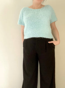90's Blue Fluffy Pullover T-Shirt