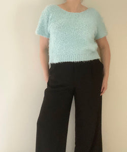 90's Blue Fluffy Pullover T-Shirt