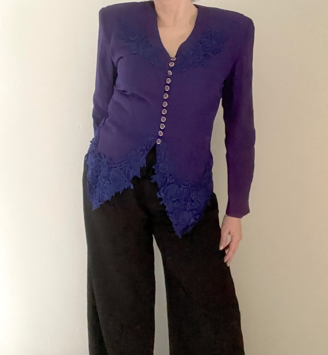80's Purple Lace Blouse