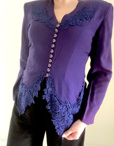 80's Purple Lace Blouse