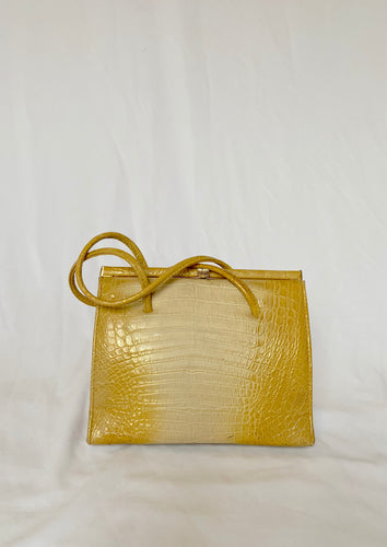 70's Yellow Croc Handbag