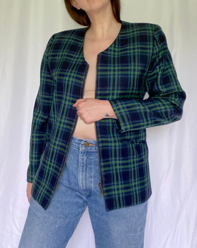 80's Plaid Wool Blazer