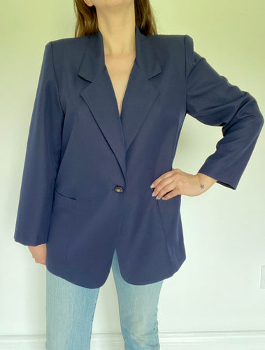 80's Navy Poly Blazer