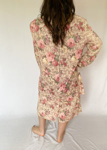 80's Pink Floral Tiered Dress