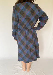 80's Wool Blend Plaid Dress