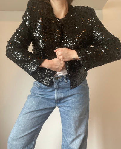 80's Black Sequin Jacket