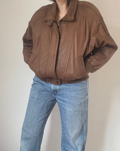 80's Brown Leather Bomber