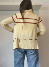 70's Ivory Embroidered Cardigan