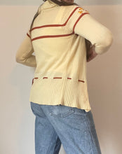 70's Ivory Embroidered Cardigan