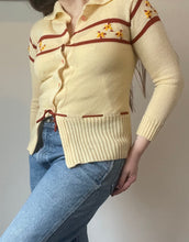 70's Ivory Embroidered Cardigan