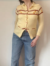70's Ivory Embroidered Cardigan