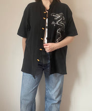 90's Black Cotton Dragon Embroidered Tee