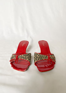 Red Animal Print Kitten Heels