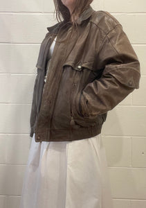 80's Distressed Brown Leather Jacket