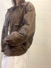 80's Distressed Brown Leather Jacket