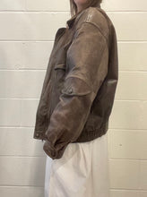 80's Distressed Brown Leather Jacket